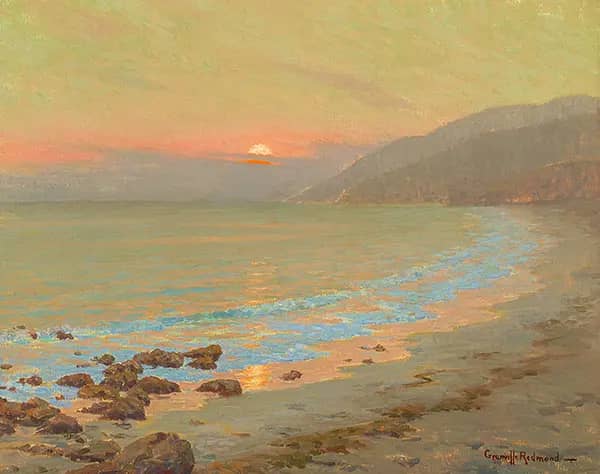 Coastal Scene at Sunset by Granville Redmond | Oil Painting Reproduction
