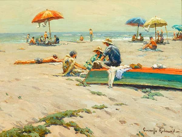 A Day at the Beach by Granville Redmond | Oil Painting Reproduction
