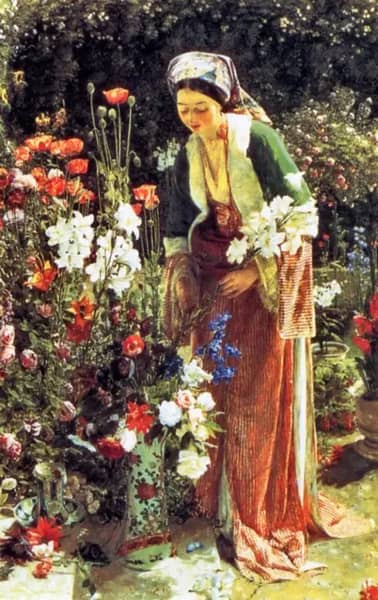 In Bey Gardens by John Frederick Lewis | Oil Painting Reproduction