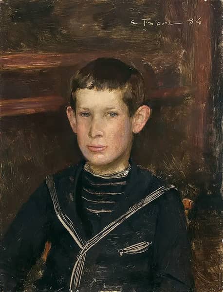 Portrait of a Young Boy in Sailor's Outfit | Oil Painting Reproduction