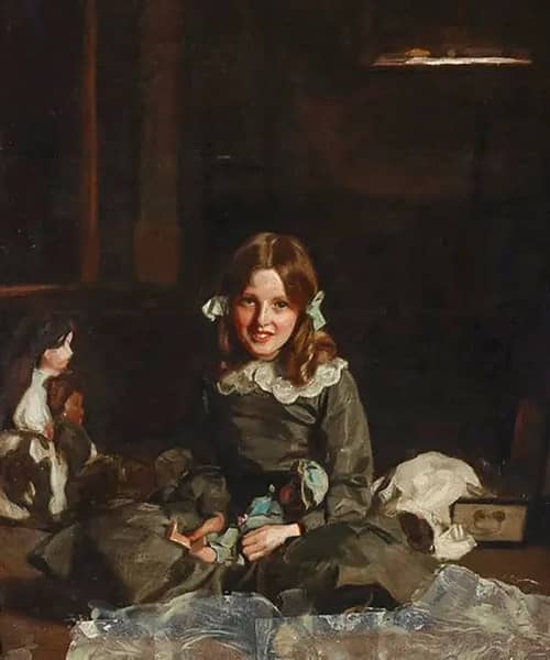 Mona and her Dolls by Harrington Mann | Oil Painting Reproduction