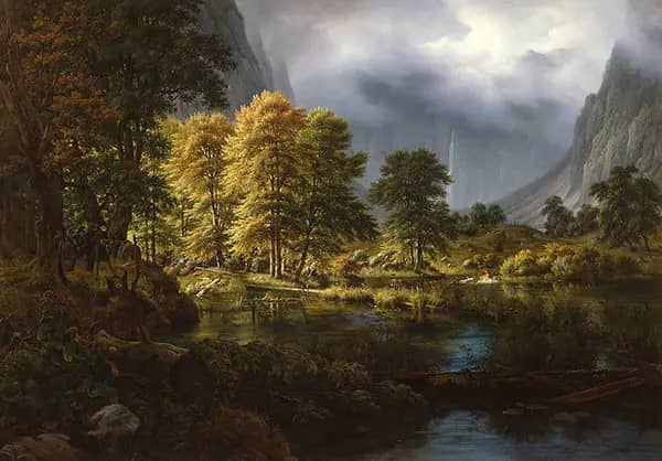 The Hunt near Kuenigssee by Thomas Fearnley | Oil Painting Reproduction