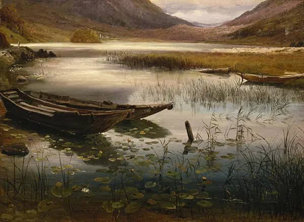 Boats and Waterlilies by Thomas Fearnley | Oil Painting Reproduction