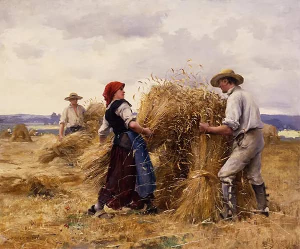 Harvesting Wheat 1890 by Julien Dupre | Oil Painting Reproduction
