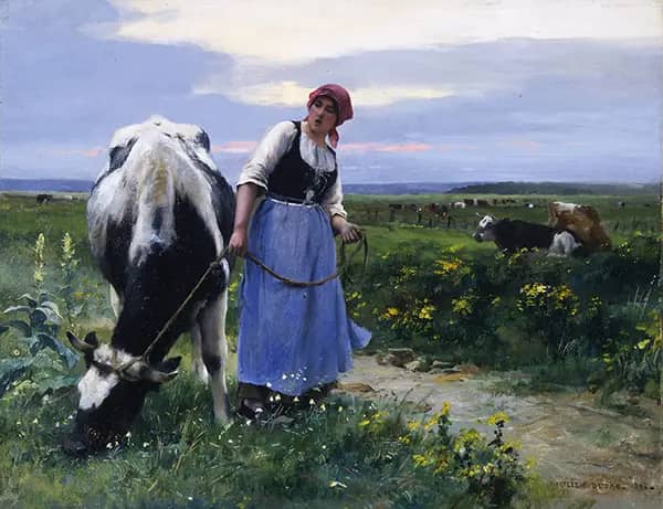 Woman a Cow and the Setting Sun 1892 | Oil Painting Reproduction