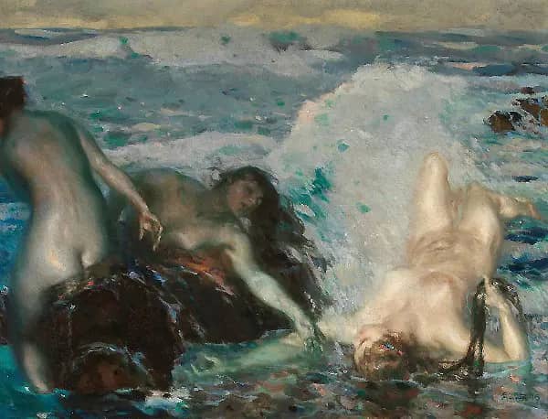 Nereides on the Beach 1915 by Carl von Marr | Oil Painting Reproduction