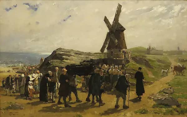 Funeral in Firesland by Carl von Marr | Oil Painting Reproduction