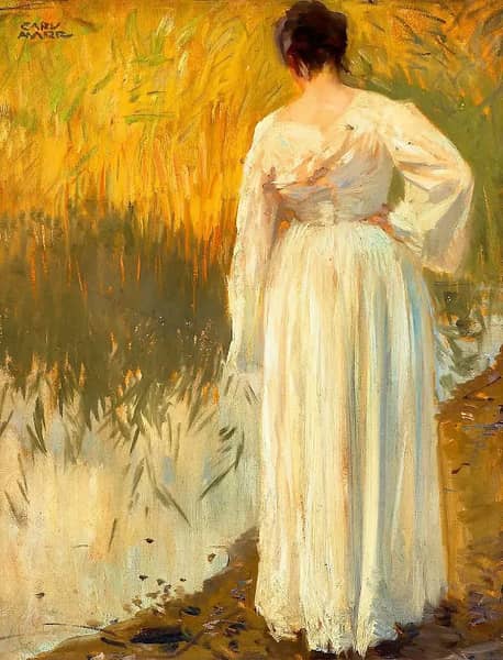Dora in White Dress on the Shore | Oil Painting Reproduction