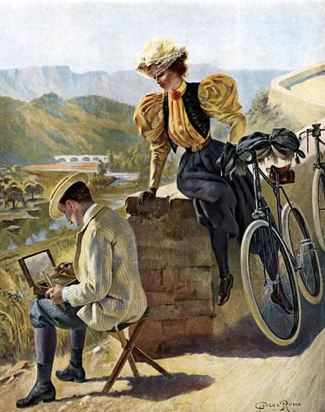 Watercolour and Cycling c1900 by George Roux | Oil Painting Reproduction