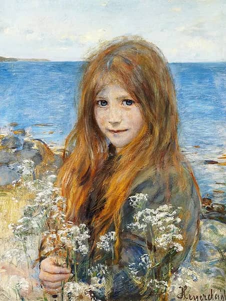 Little Girl on the Beach by Hans Heyerdahl | Oil Painting Reproduction