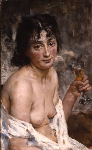 The Champagne Girl 1881 by Hans Heyerdahl | Oil Painting Reproduction