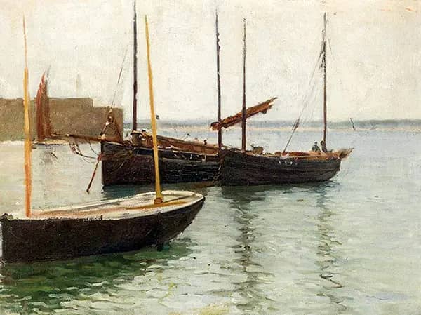 Fishing Boats at Anchor c1909 | Oil Painting Reproduction