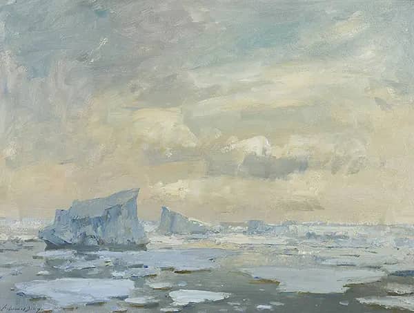 Antarctic Icebergs by Edward Seago | Oil Painting Reproduction