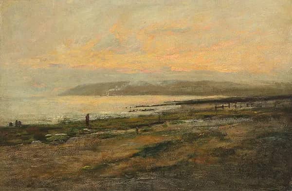 Figures on Beach Sunset by Philip Wilson Steer | Oil Painting Reproduction