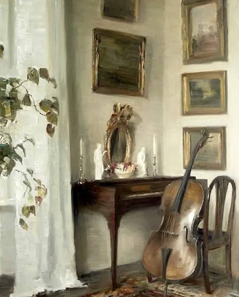 Interior with Cello by Carl Holsoe | Oil Painting Reproduction