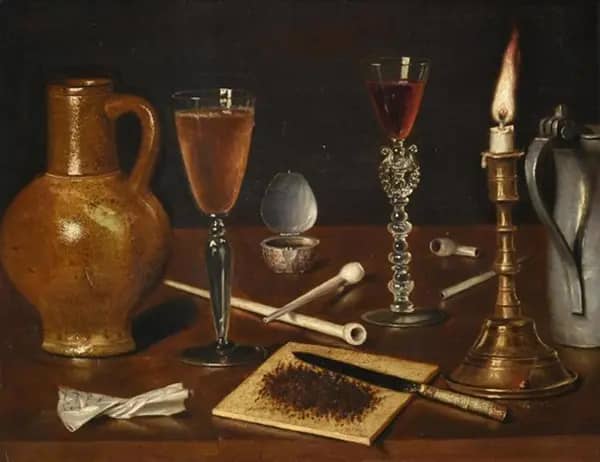 Still Life with Burning Candle a Clay Pipe | Oil Painting Reproduction