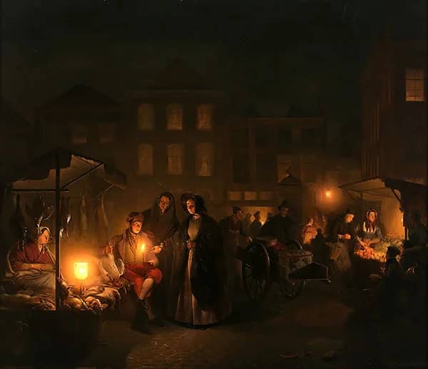 A Night Market 1840 by Petrus van Schendel | Oil Painting Reproduction