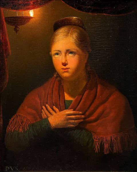 A Young Woman at Candlelight | Oil Painting Reproduction