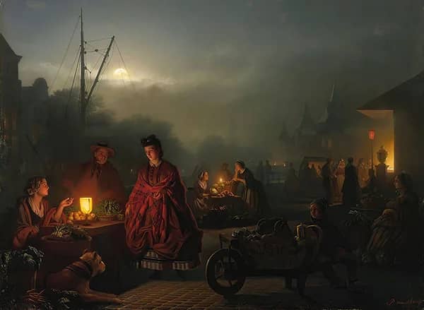 The Night Market by Petrus van Schendel | Oil Painting Reproduction