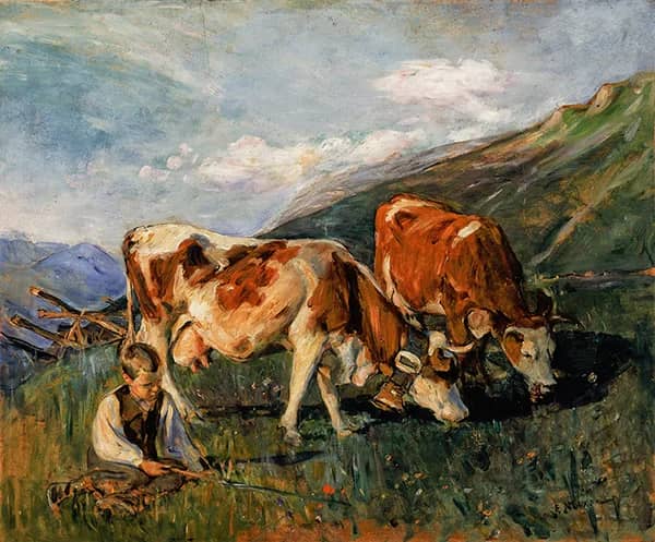 In the High Pasture in Switzerland 1904 | Oil Painting Reproduction