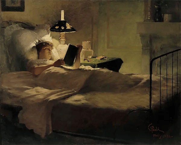 Evening Reading by Georg Pauli | Oil Painting Reproduction