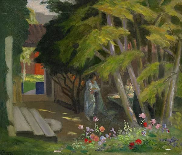 Garden with a Woman by Georg Pauli | Oil Painting Reproduction