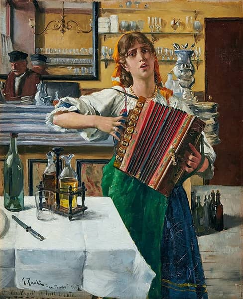 Italian Woman with Accordion 1883 | Oil Painting Reproduction