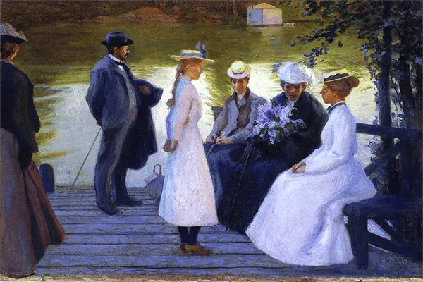 On the Pier by Georg Pauli | Oil Painting Reproduction