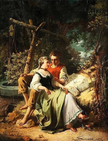 Loving Couple at the Well 1882 | Oil Painting Reproduction