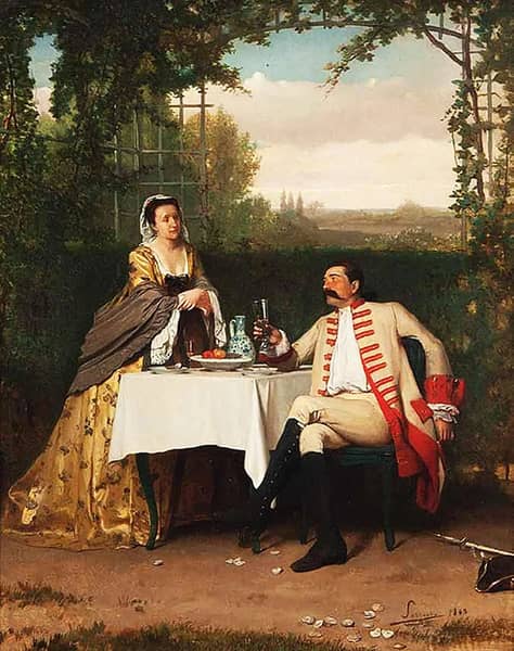 Romantic Chatter in the Garden 1868 | Oil Painting Reproduction