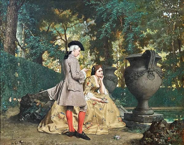 Walk in the Park 1865 by Auguste Serrure | Oil Painting Reproduction