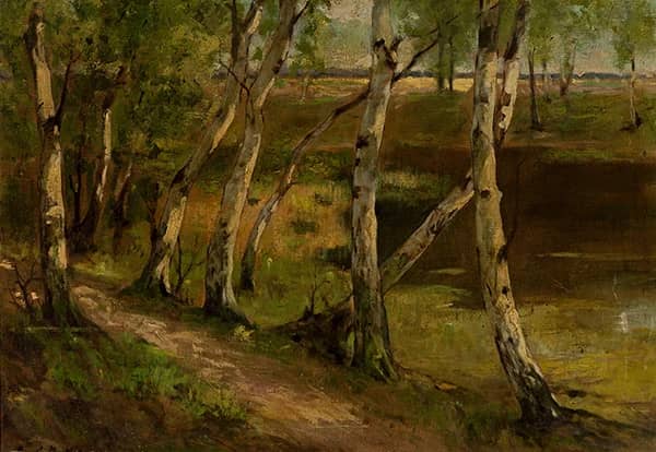 Birches at Waterside by Curt Agthe | Oil Painting Reproduction