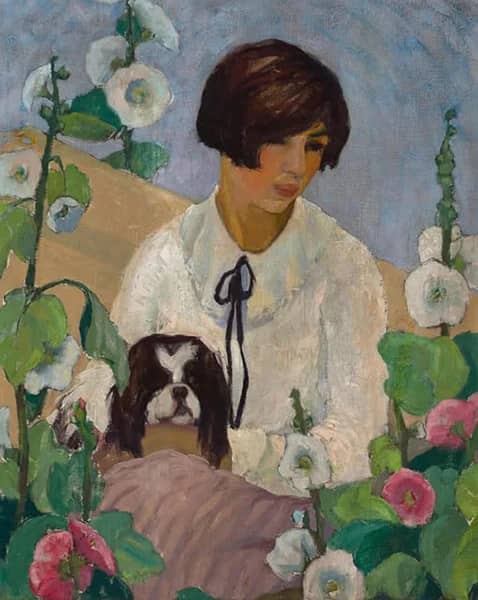 Girl with her Dog by Alice Beard | Oil Painting Reproduction