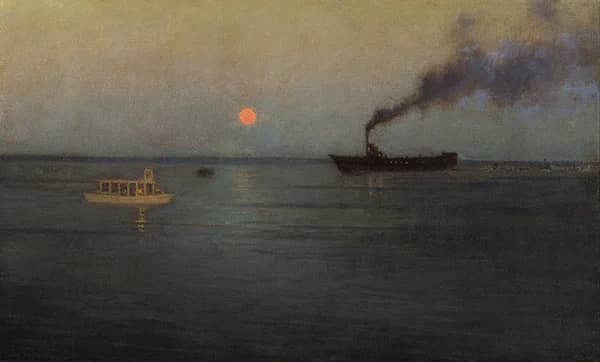 Rosy Moon off Charleston Harbor | Oil Painting Reproduction