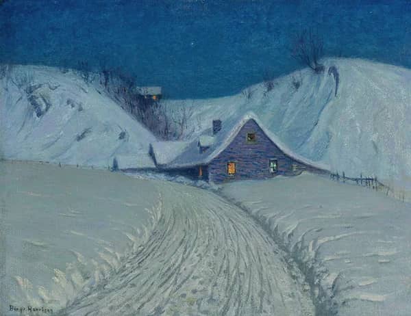 Winter's Cabin at the Curve by Birge Harrison | Oil Painting Reproduction