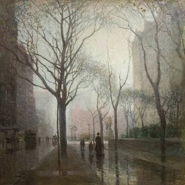 The Plaza after the Rain by Paul Cornoyer | Oil Painting Reproduction