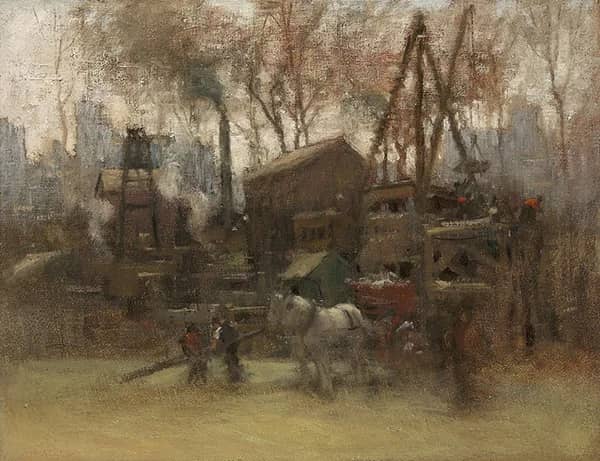 Construction Site New York c1910 | Oil Painting Reproduction