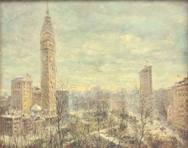 Madison Square Park Looking South to Flatiron Building | Oil Painting Reproduction