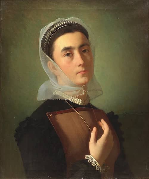 Portrait of Lady Wearing a White Veil | Oil Painting Reproduction