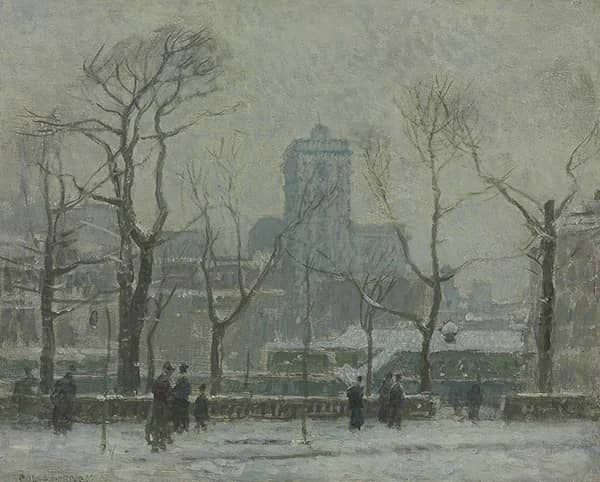 Winter Bryant Park by Paul Cornoyer | Oil Painting Reproduction