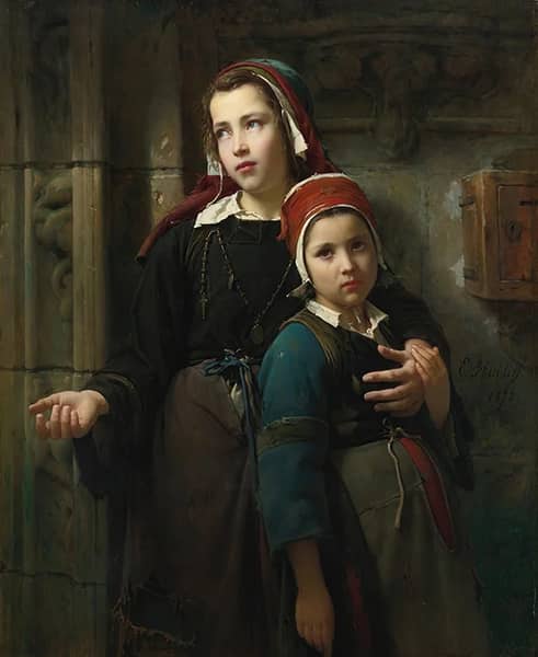 Sisters 1872 by Emile-Auguste Hublin | Oil Painting Reproduction