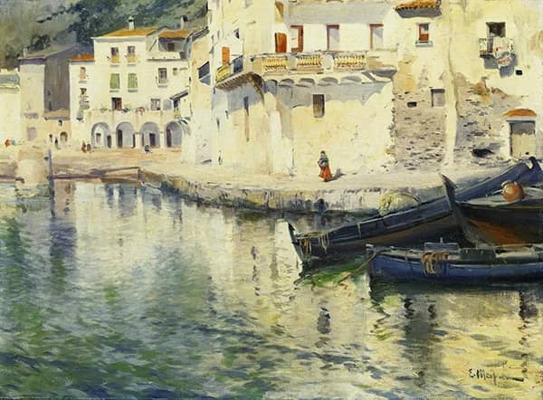 The Port of Cadaques by Eliseo Meifren Roig | Oil Painting Reproduction