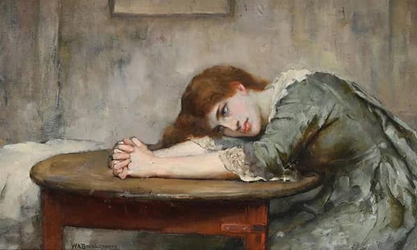 A Woman Thinking by William Arthur Breakspeare | Oil Painting Reproduction
