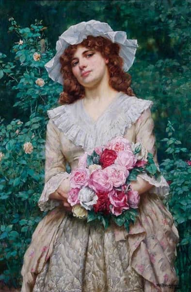 Woman with Flowers | Oil Painting Reproduction