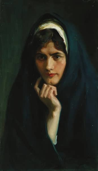 The Head of a Girl 1904 by Albert Edelfelt | Oil Painting Reproduction