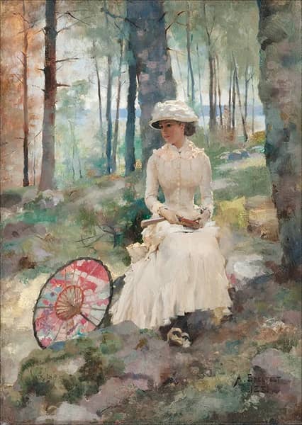 Under the Birches 1881 by Albert Edelfelt | Oil Painting Reproduction