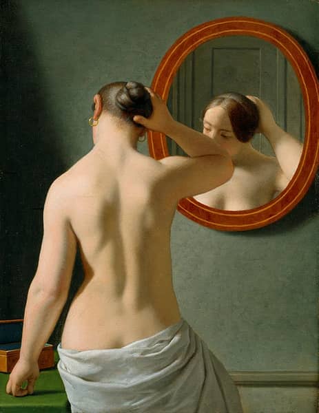 A Nude Woman doing Her Hair Before a Mirror 1841 | Oil Painting Reproduction