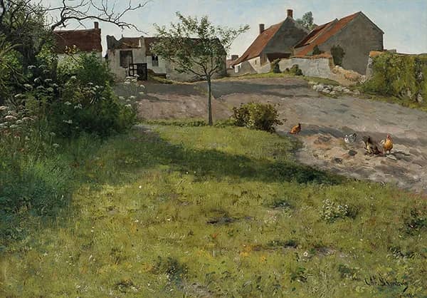 A Farm in Gretz by Christian Skredsvig | Oil Painting Reproduction