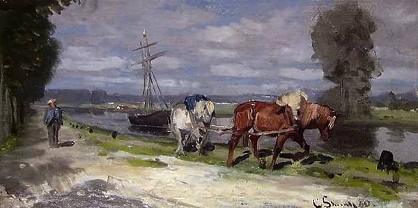 Canal in Northern France 1880 | Oil Painting Reproduction