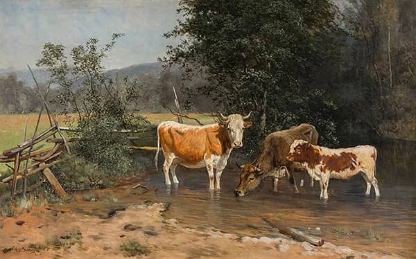 Cows at the Watering Place 1880 | Oil Painting Reproduction